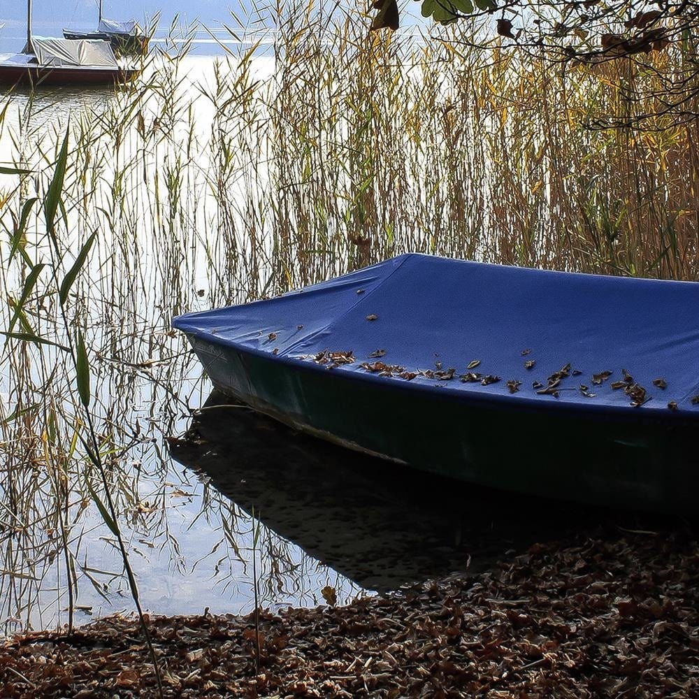 Glezna baltā rāmī - Boats On The Shore Of A Lake Home Trends DECO