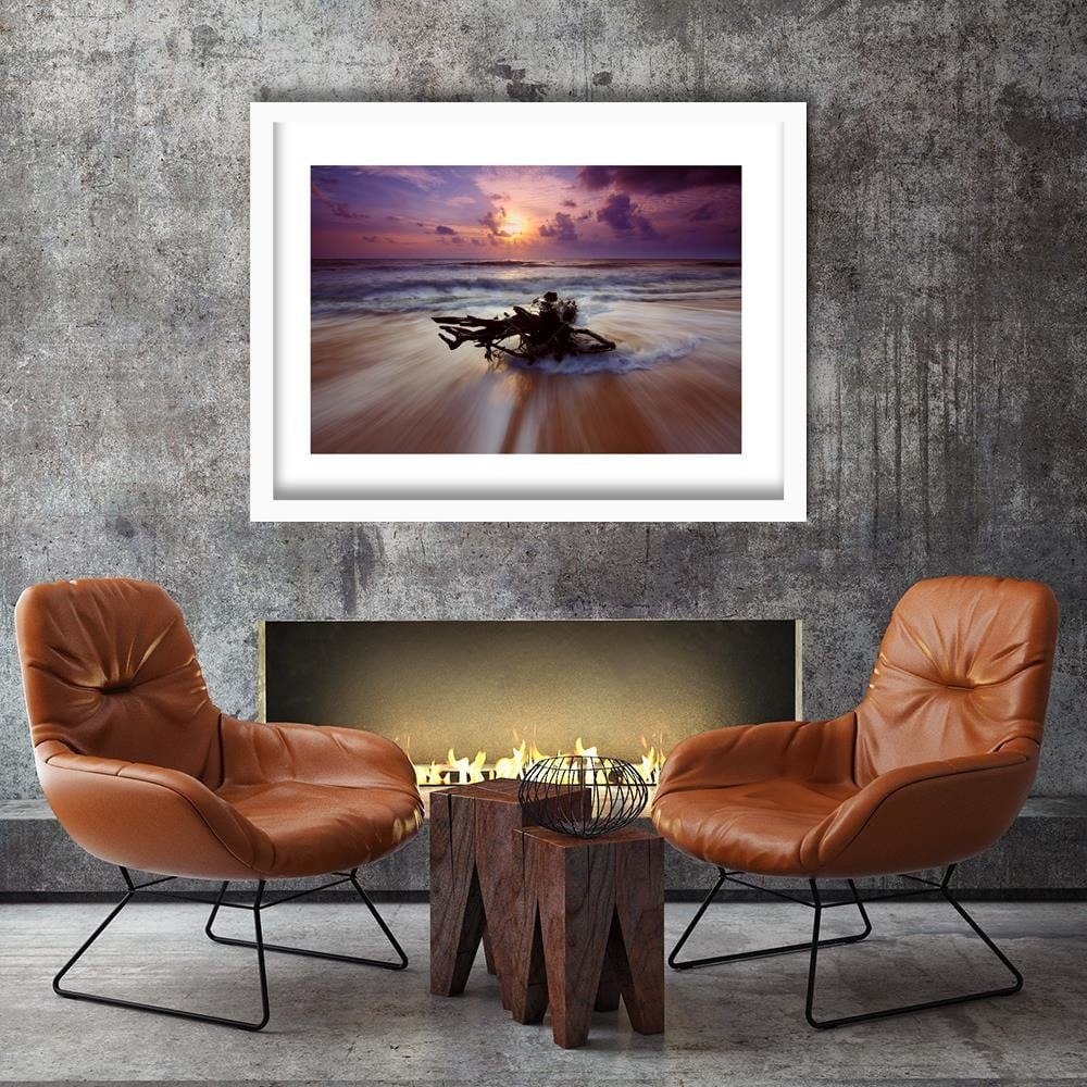 Glezna baltā rāmī - Branch On The Seashore 3 Home Trends DECO