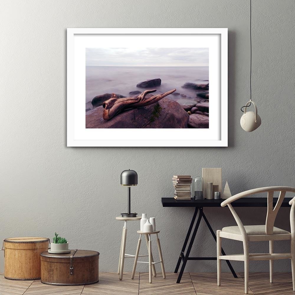 Glezna baltā rāmī - Branch On The Stone Home Trends DECO