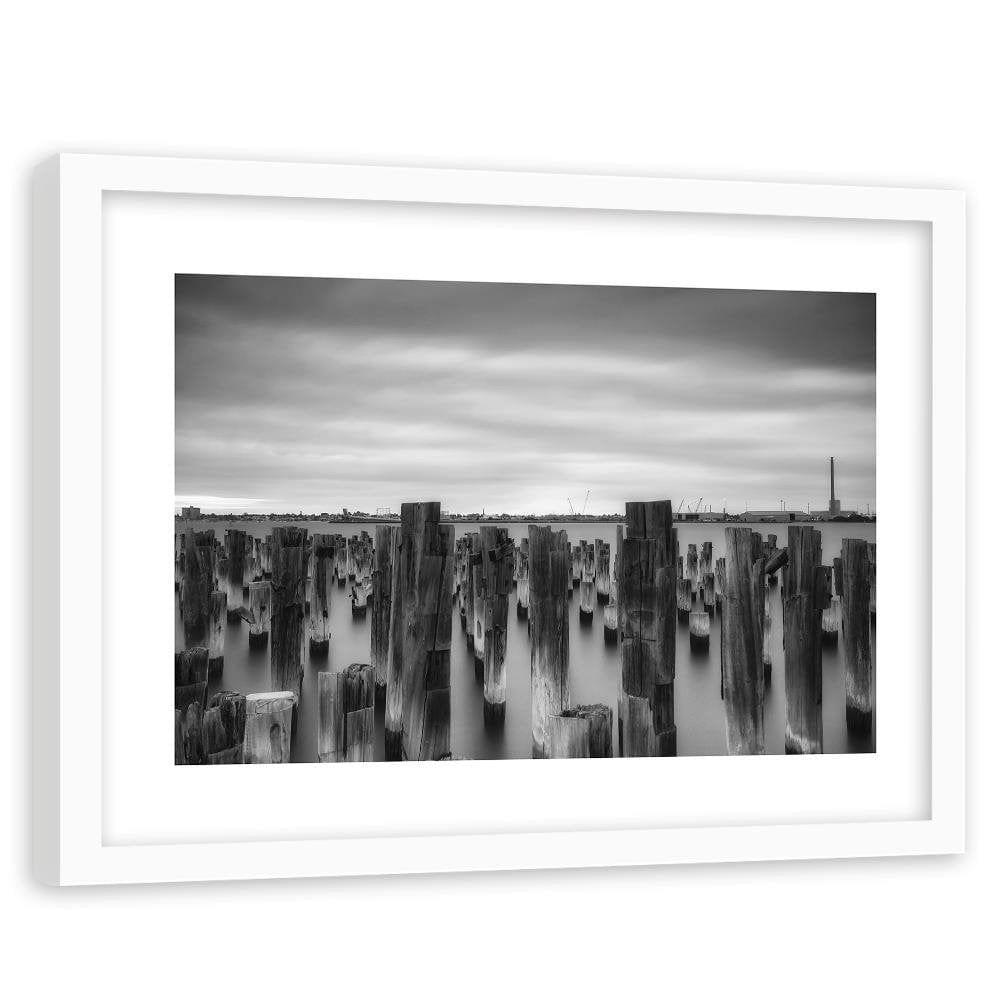 Glezna baltā rāmī - Breakwater At The Port 2 Home Trends DECO