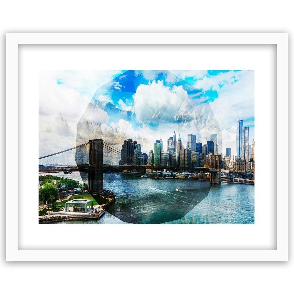 Glezna baltā rāmī - Bridge In New York City 1 Home Trends DECO