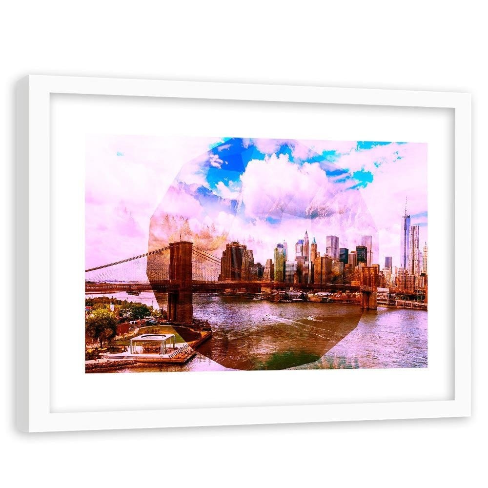 Glezna baltā rāmī - Bridge In New York City 2 Home Trends DECO