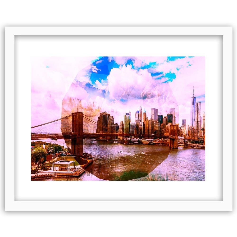 Glezna baltā rāmī - Bridge In New York City 2 Home Trends DECO