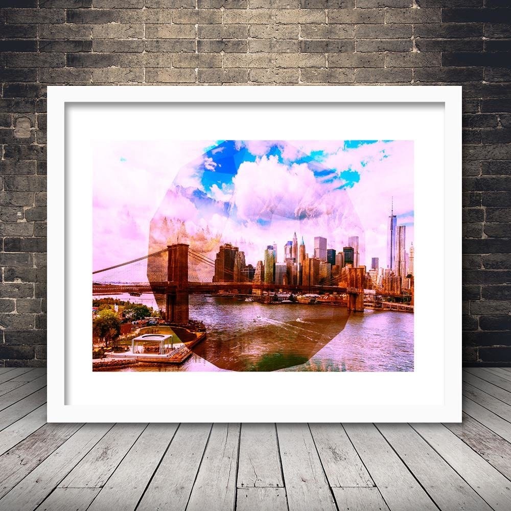 Glezna baltā rāmī - Bridge In New York City 2 Home Trends DECO