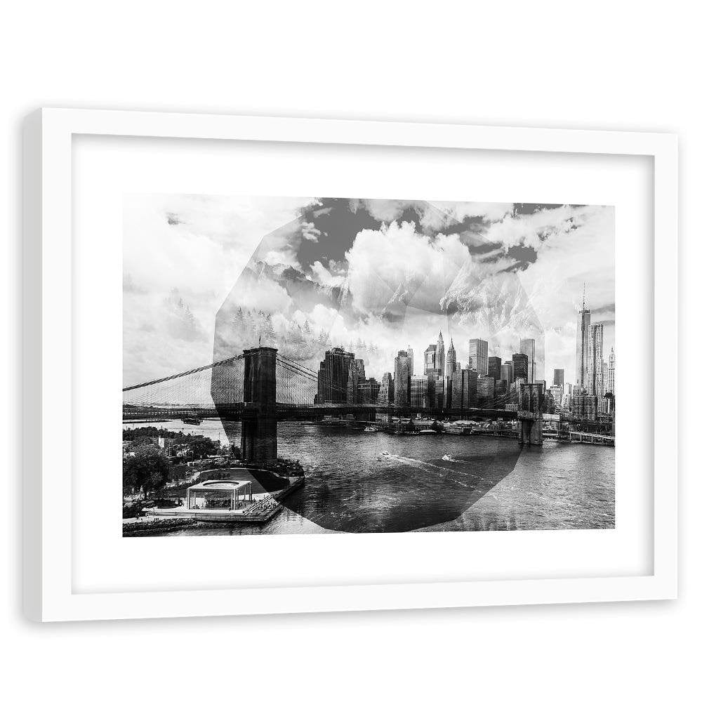 Glezna baltā rāmī - Bridge In New York City 3 Home Trends DECO