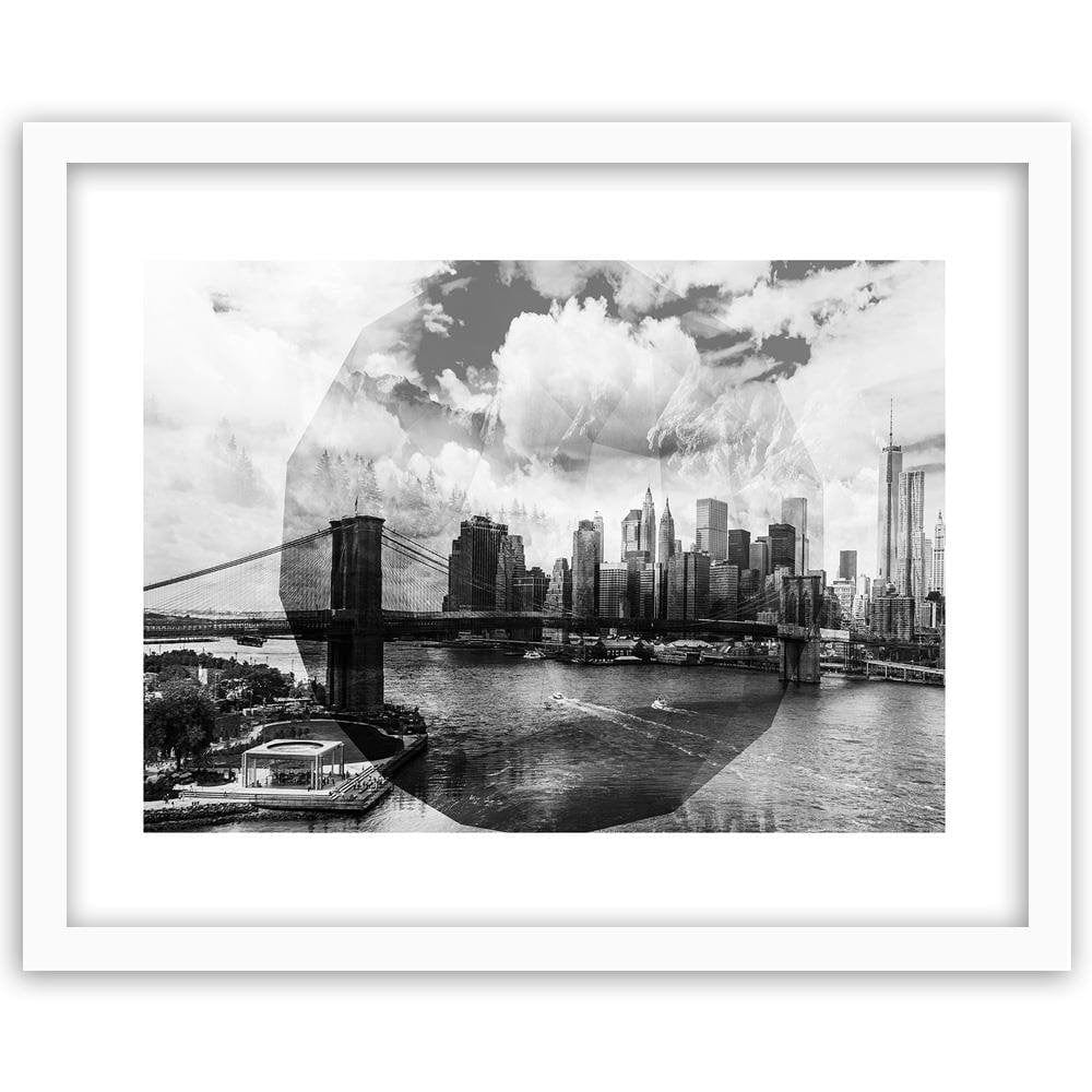 Glezna baltā rāmī - Bridge In New York City 3 Home Trends DECO