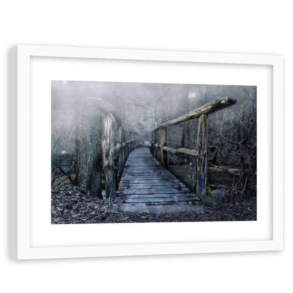 Glezna baltā rāmī - Bridge In The Fog Home Trends DECO
