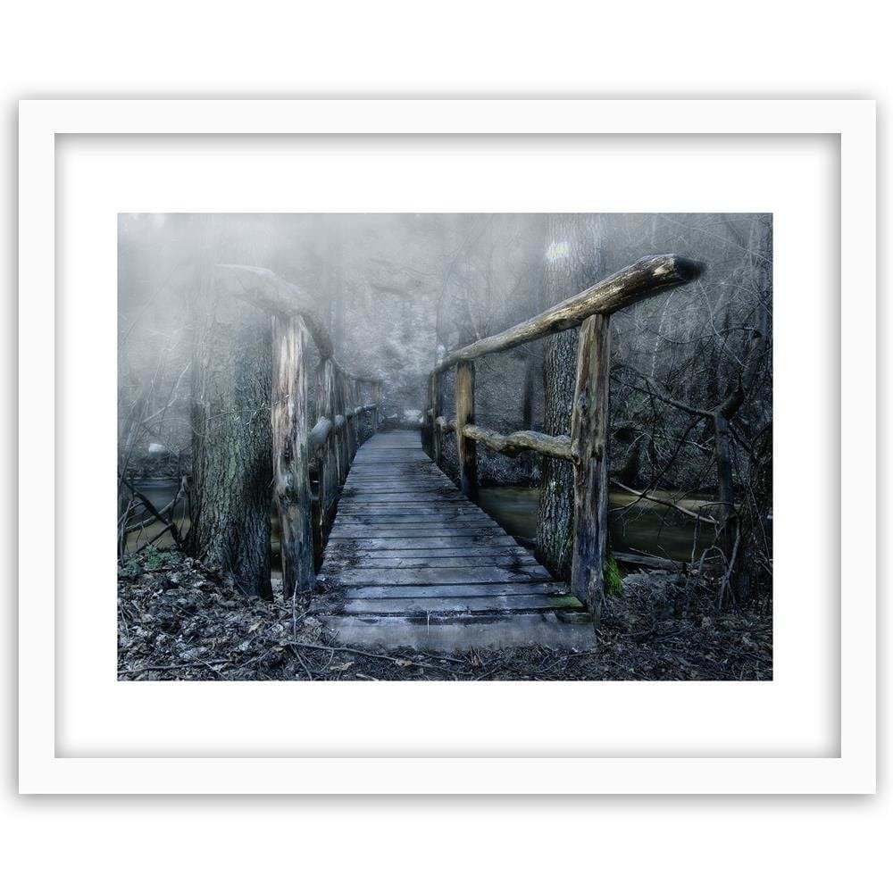 Glezna baltā rāmī - Bridge In The Fog Home Trends DECO