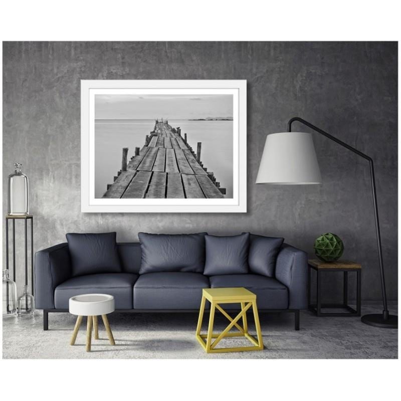Glezna baltā rāmī - Bridge knocked down from the planks Home Trends DECO