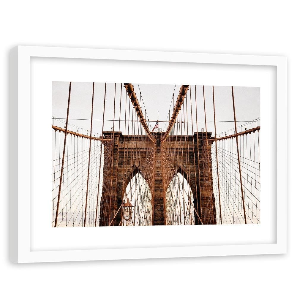 Glezna baltā rāmī - Brooklyn Bridge In New York City Home Trends DECO