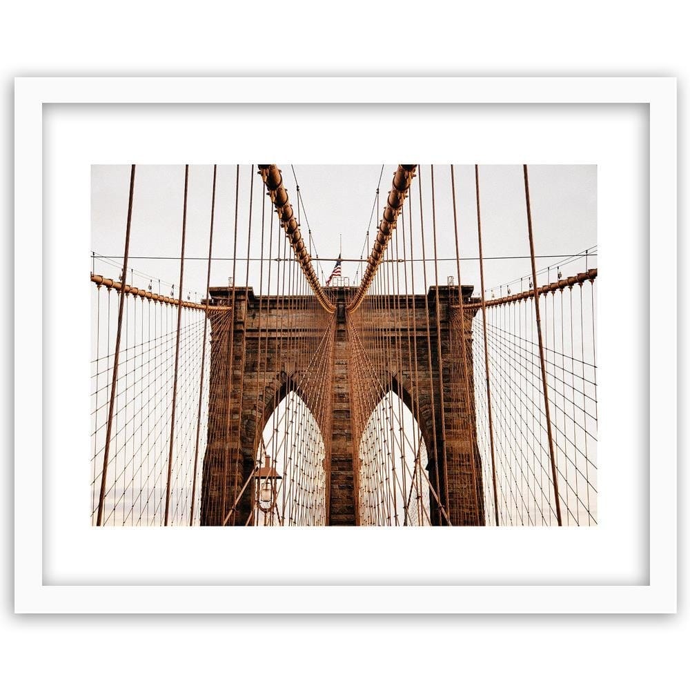 Glezna baltā rāmī - Brooklyn Bridge In New York City Home Trends DECO
