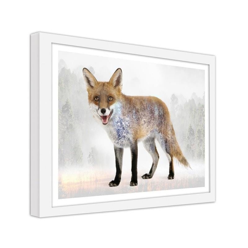 Glezna baltā rāmī - Brown fox Home Trends DECO