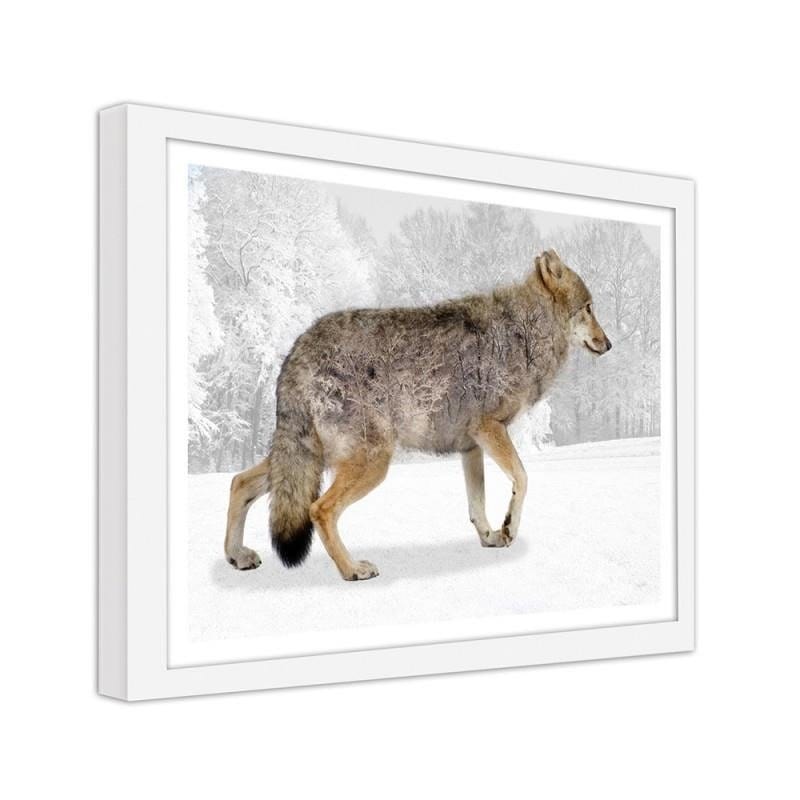 Glezna baltā rāmī - Brown wolf Home Trends DECO