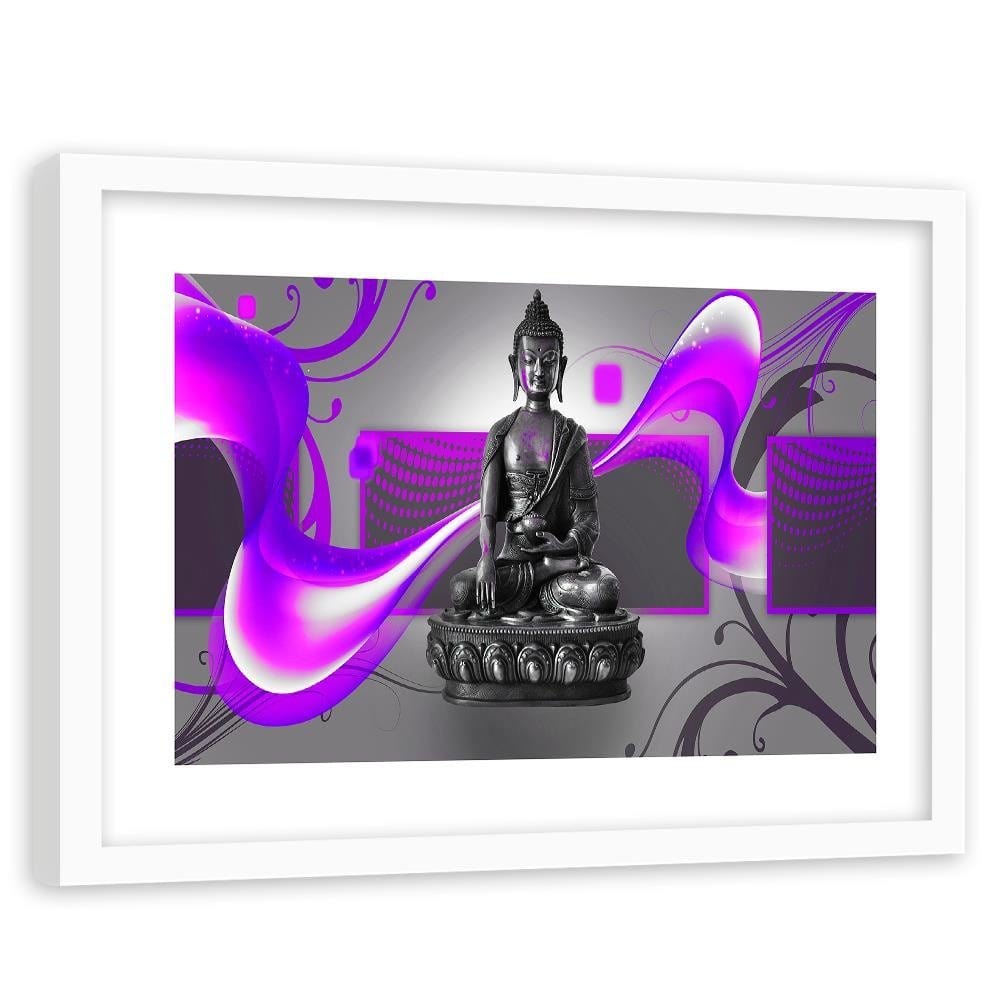 Glezna baltā rāmī - Buddha Abstraction Purple Home Trends DECO