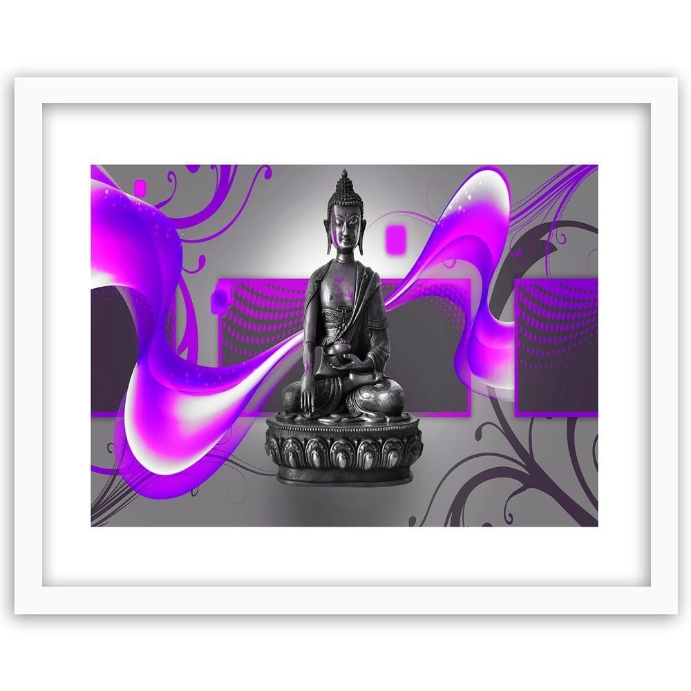 Glezna baltā rāmī - Buddha Abstraction Purple Home Trends DECO