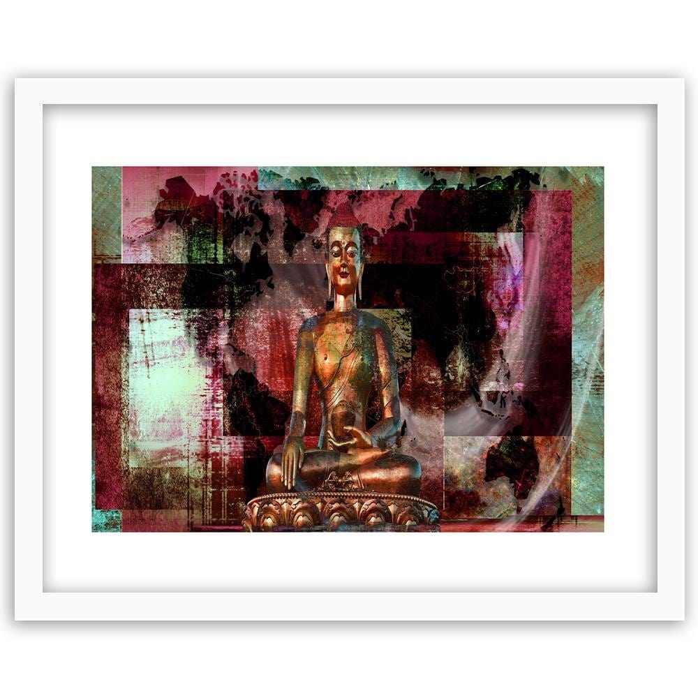 Glezna baltā rāmī - Buddha And Abstract Background Home Trends DECO