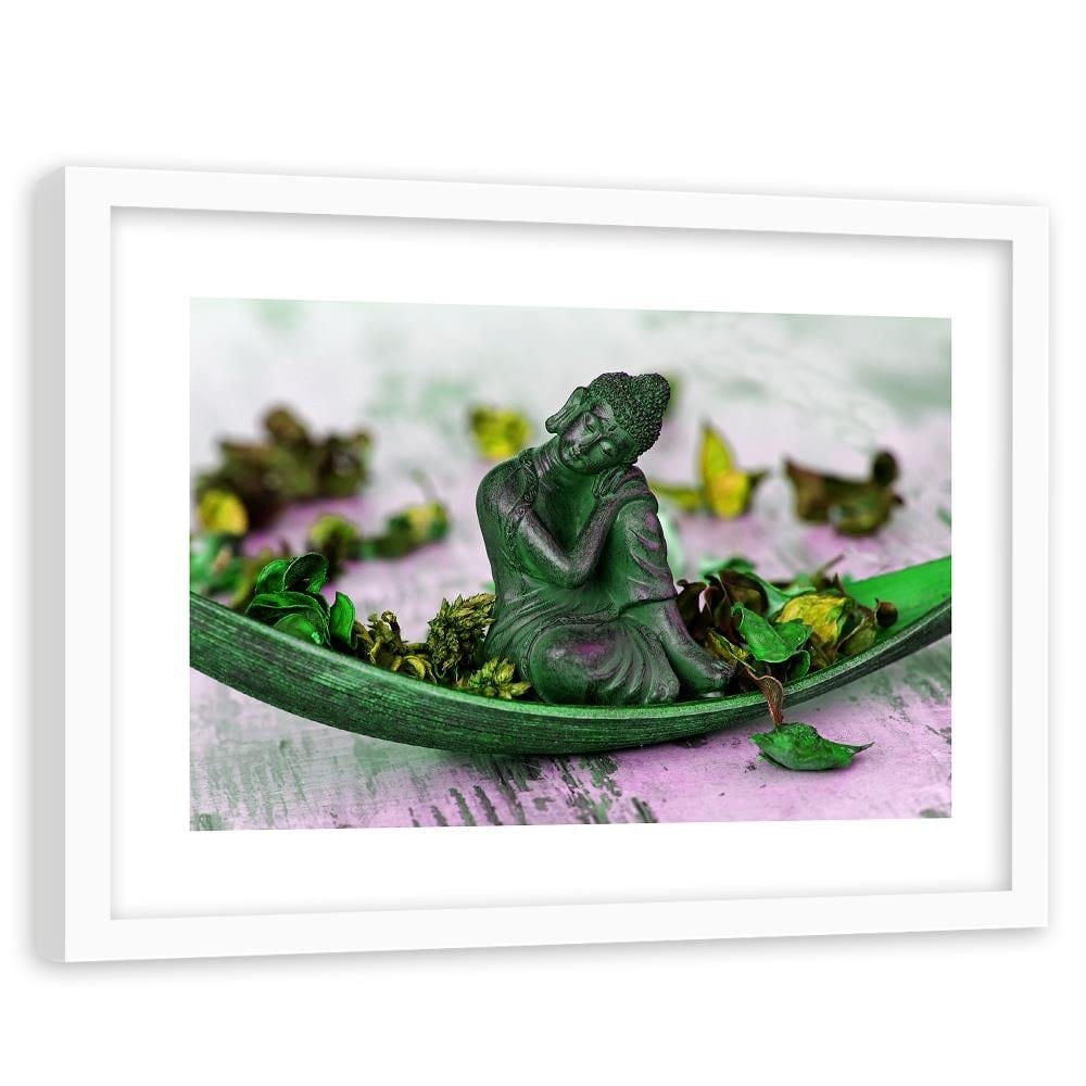 Glezna baltā rāmī - Buddha And Flakes Home Trends DECO