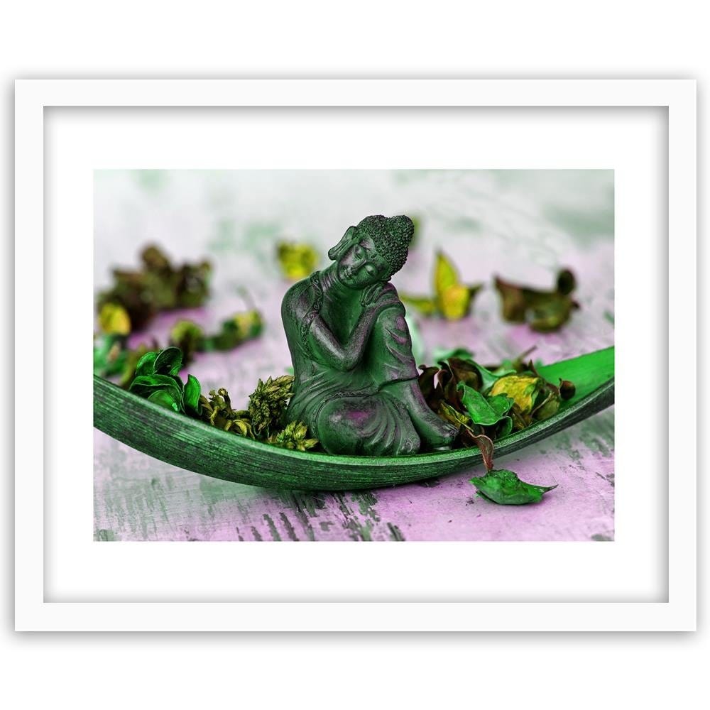 Glezna baltā rāmī - Buddha And Flakes Home Trends DECO