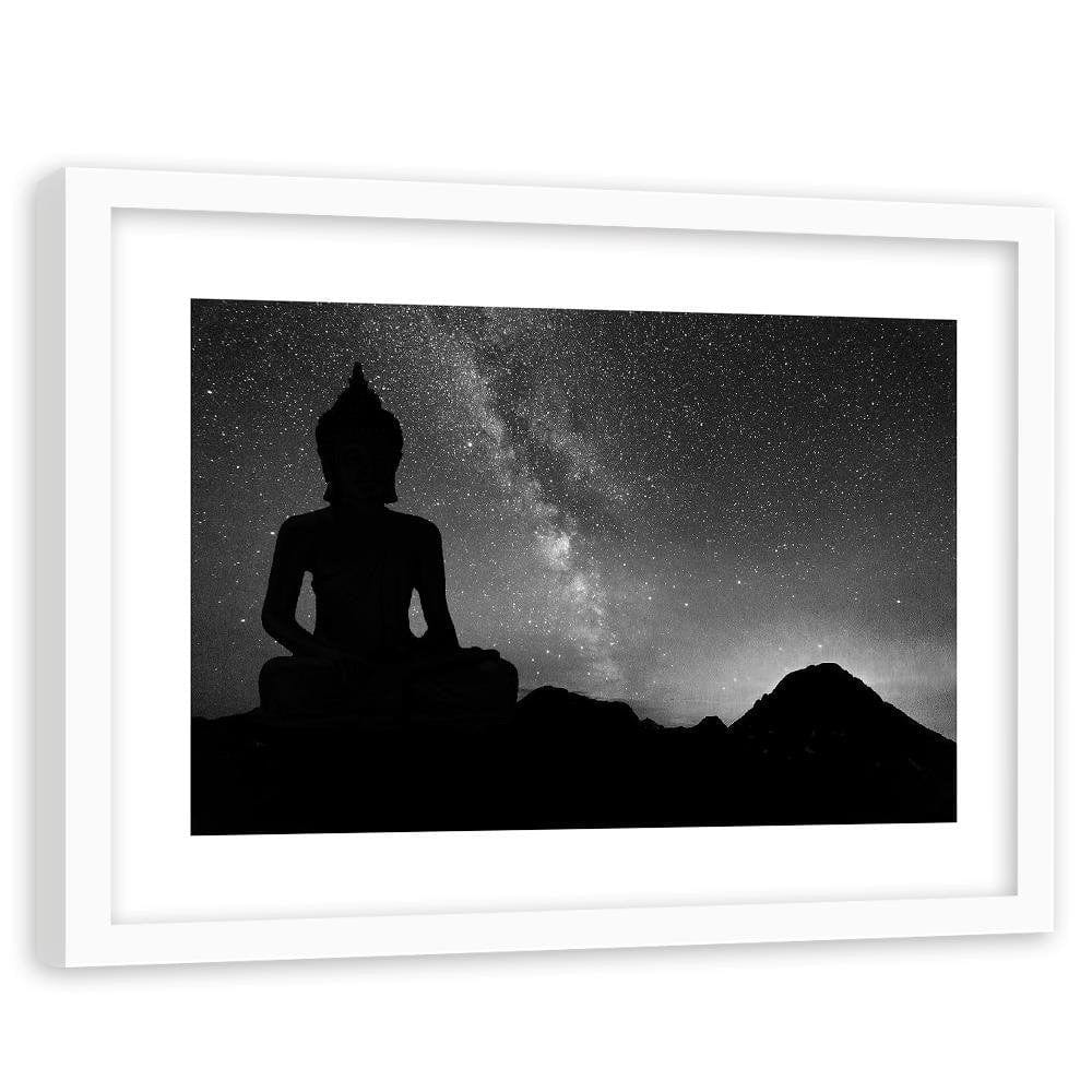 Glezna baltā rāmī - Buddha And The Aurora Borealis Home Trends DECO