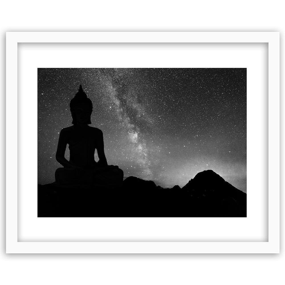 Glezna baltā rāmī - Buddha And The Aurora Borealis Home Trends DECO
