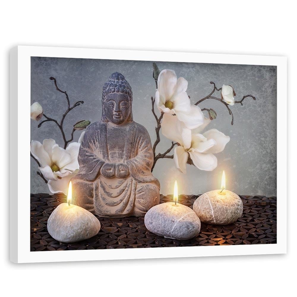 Glezna baltā rāmī - Buddha Candles Home Trends DECO