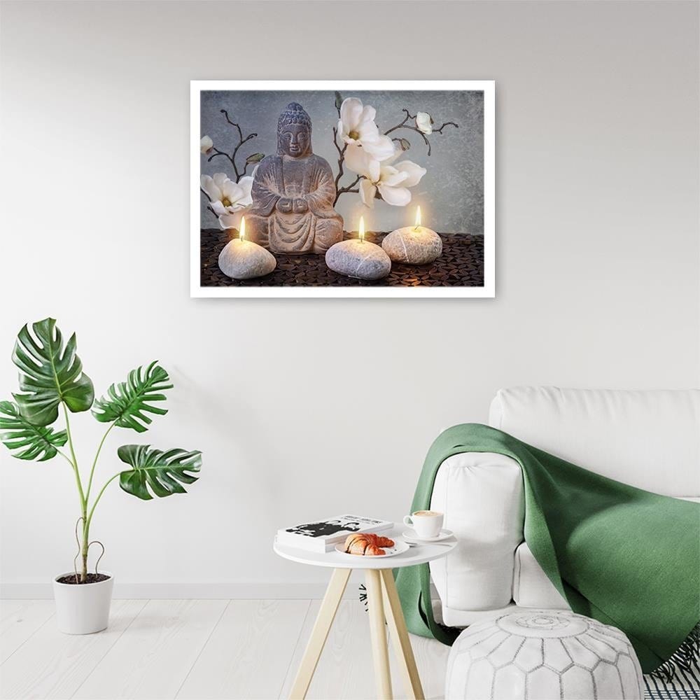 Glezna baltā rāmī - Buddha Candles Home Trends DECO