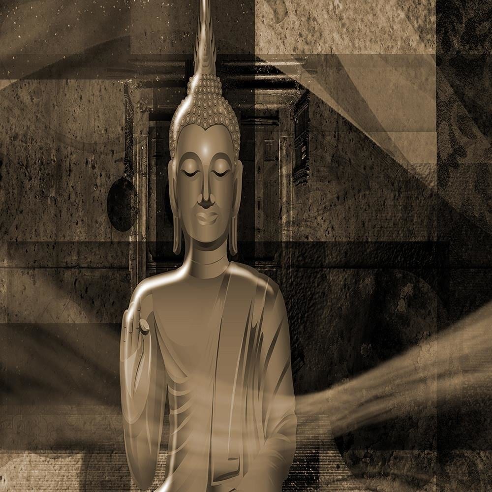Glezna baltā rāmī - Buddha Figure Geometric Background Home Trends DECO