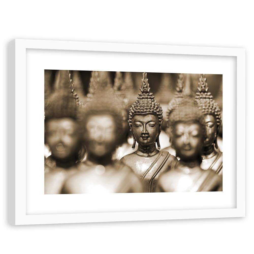 Glezna baltā rāmī - Buddha In The Crowd Home Trends DECO
