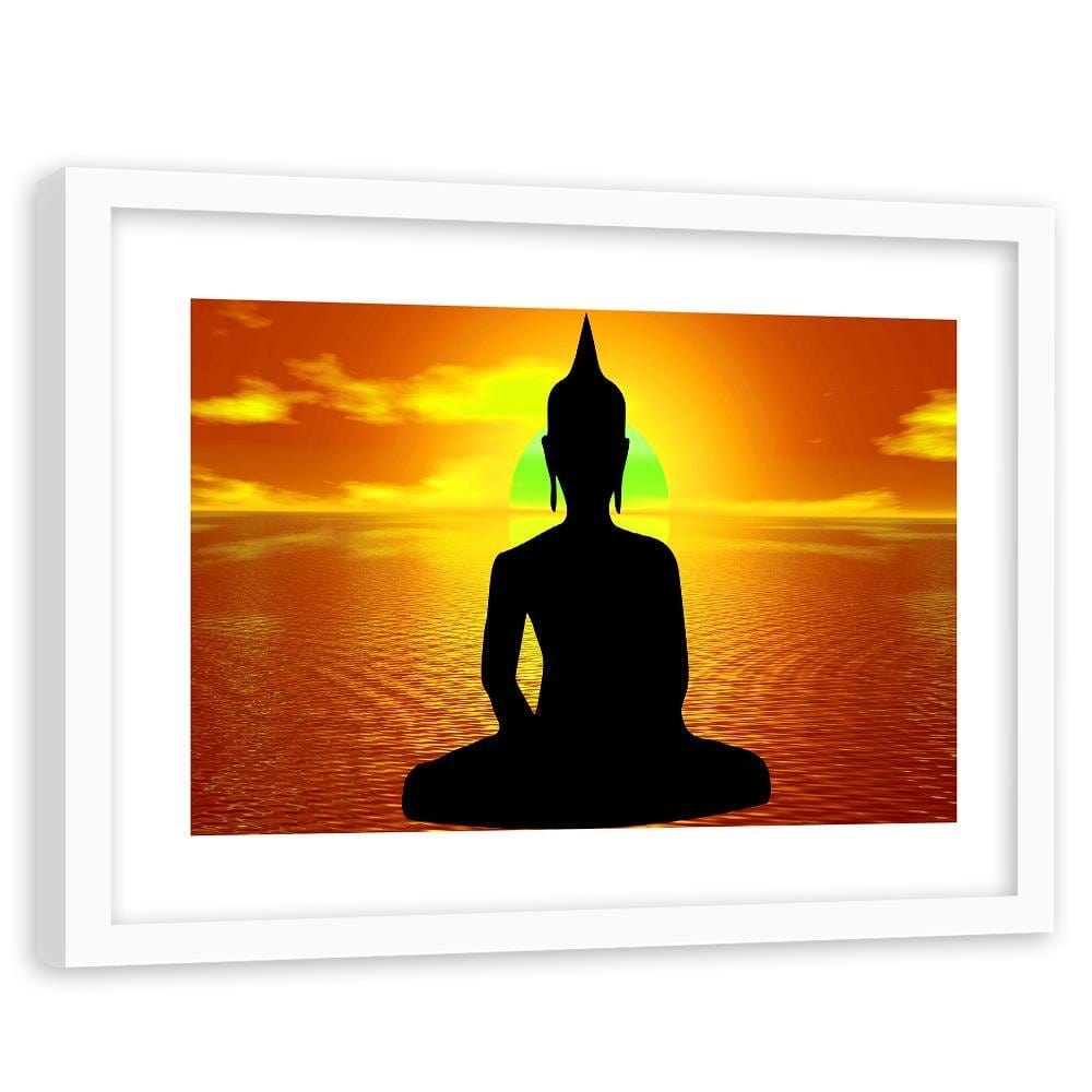 Glezna baltā rāmī - Buddha Meditation Home Trends DECO