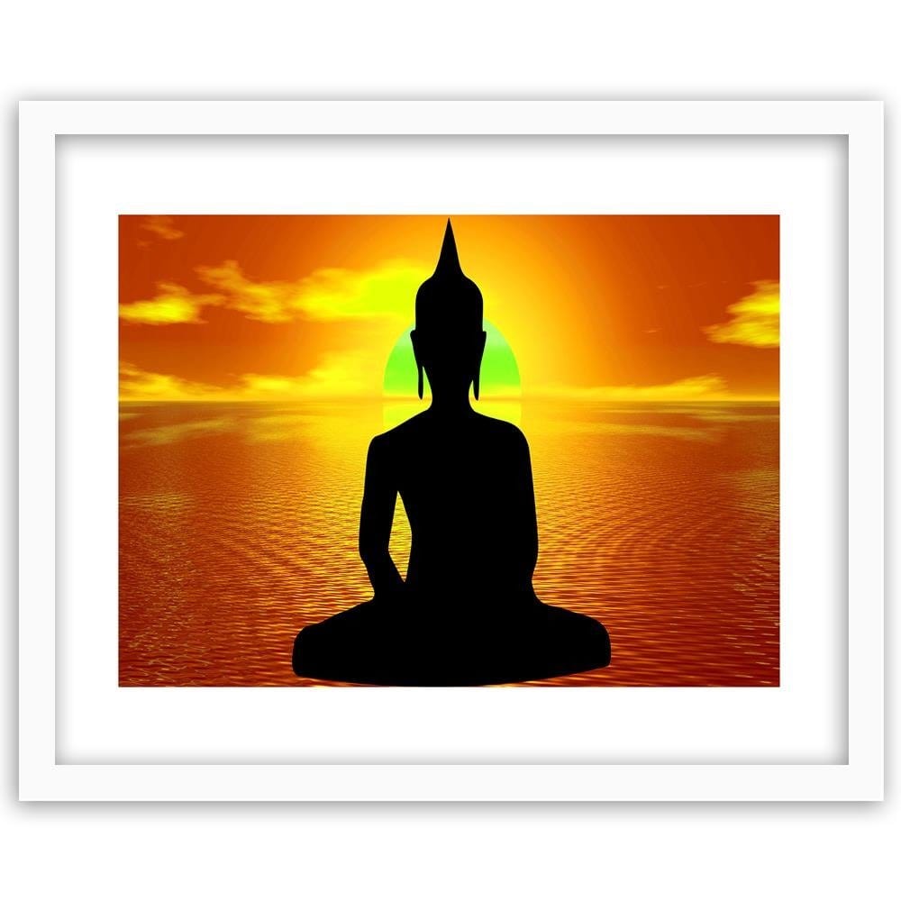 Glezna baltā rāmī - Buddha Meditation Home Trends DECO