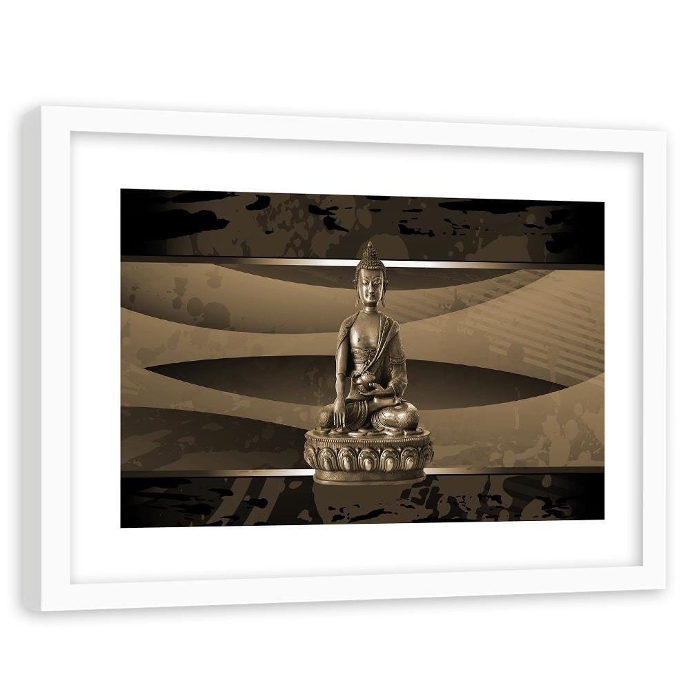 Glezna baltā rāmī - Buddha On An Abstract Background Home Trends DECO