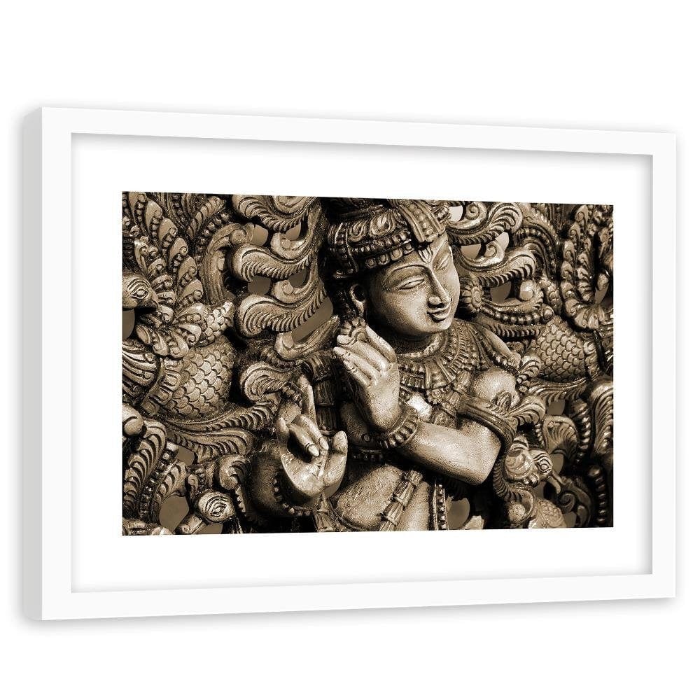 Glezna baltā rāmī - Buddha On The Mosaic Background Home Trends DECO