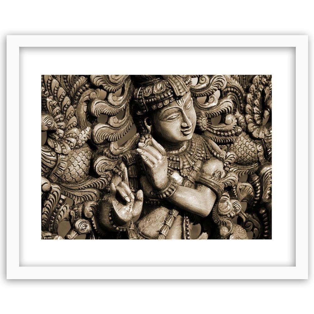 Glezna baltā rāmī - Buddha On The Mosaic Background Home Trends DECO
