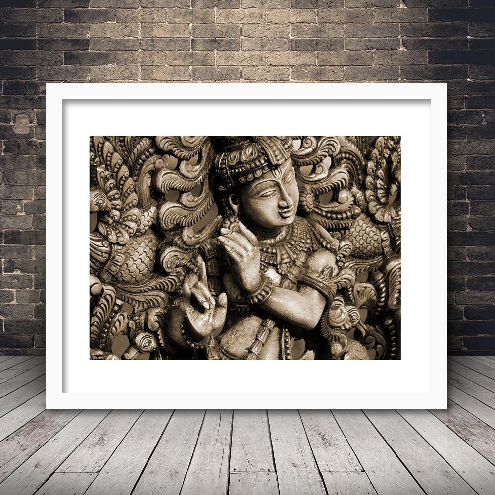 Glezna baltā rāmī - Buddha On The Mosaic Background Home Trends DECO