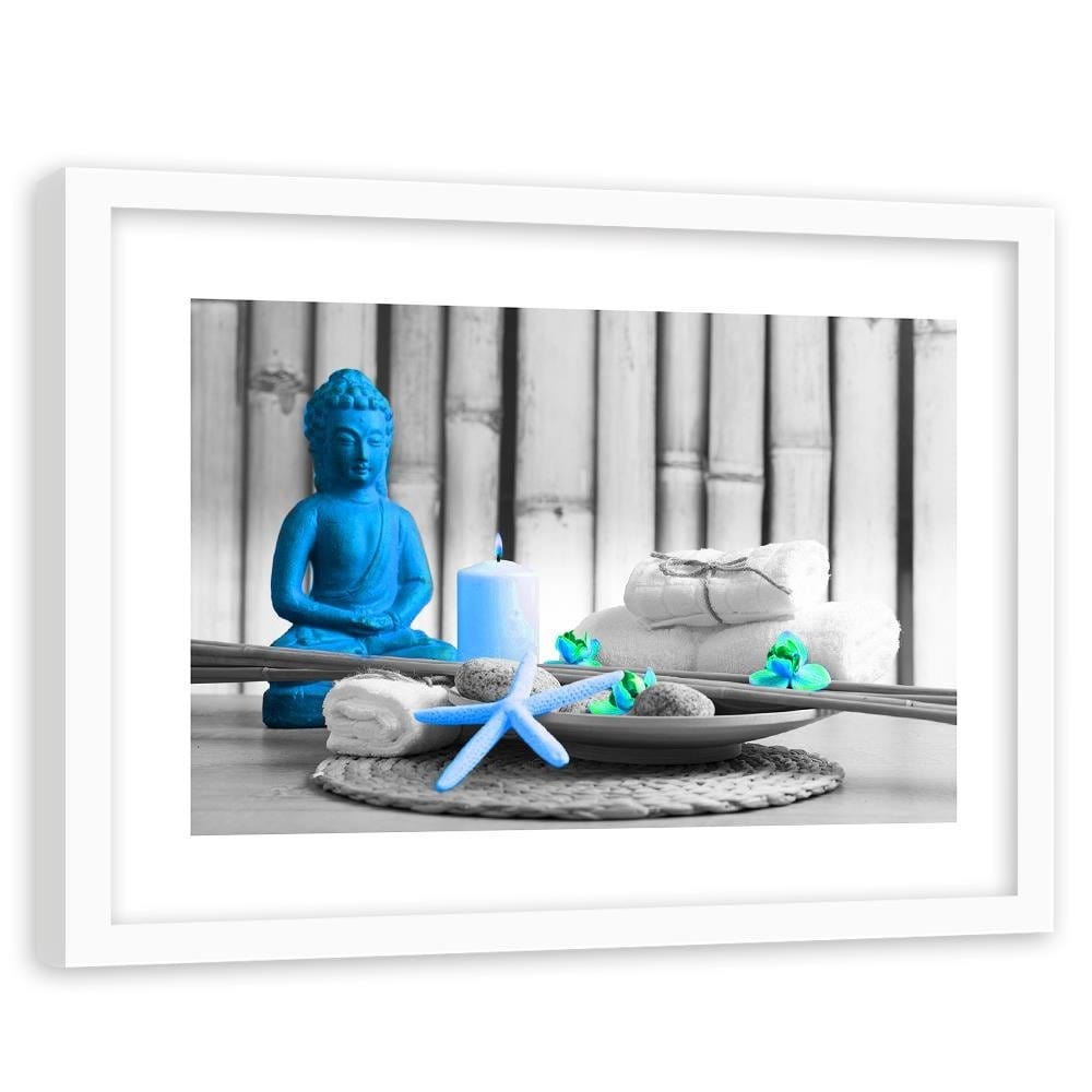 Glezna baltā rāmī - Buddha With Candle Home Trends DECO