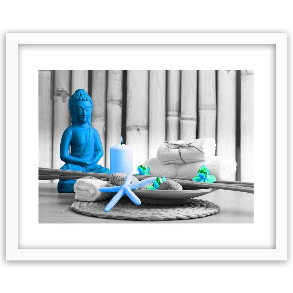 Glezna baltā rāmī - Buddha With Candle Home Trends DECO
