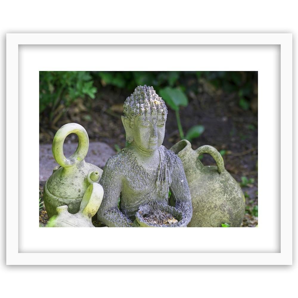 Glezna baltā rāmī - Buddha With Dishes Home Trends DECO