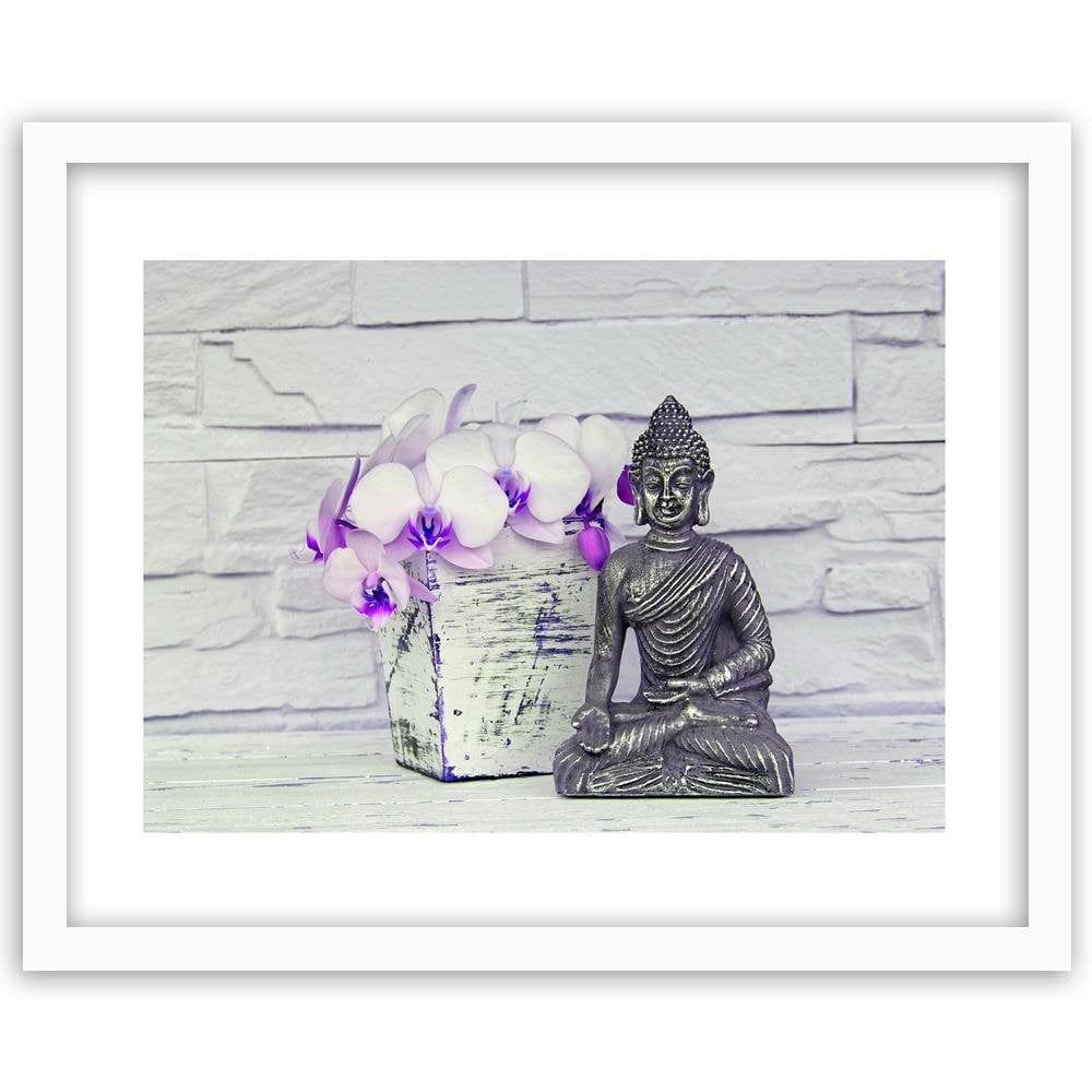 Glezna baltā rāmī - Buddha With Flower Home Trends DECO