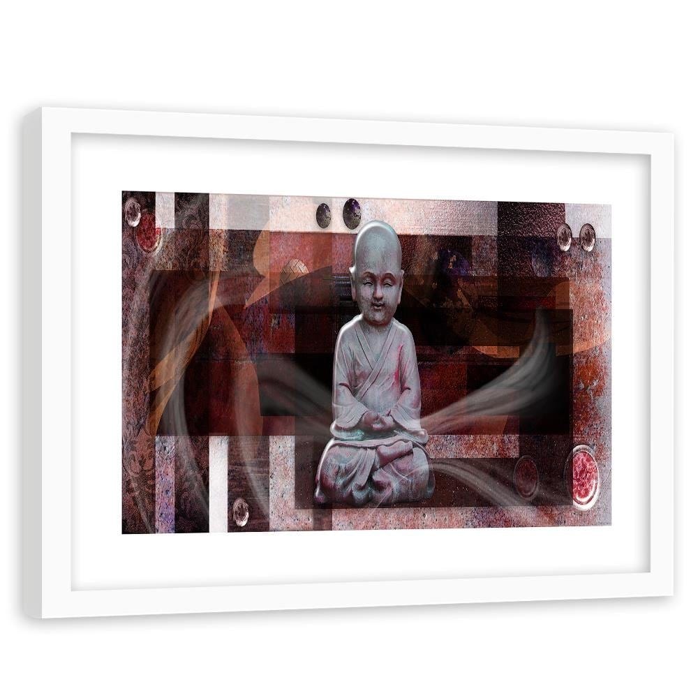 Glezna baltā rāmī - Buddha With Geometric Figures Home Trends DECO