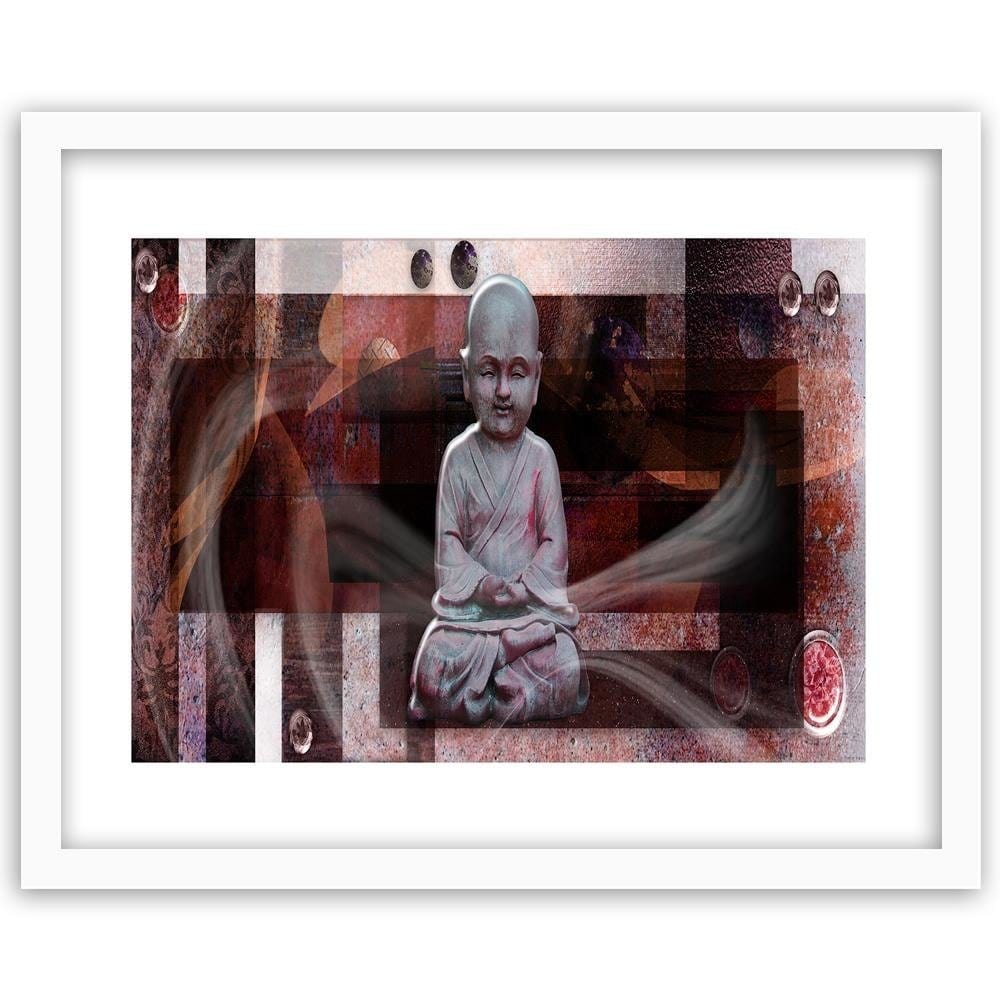 Glezna baltā rāmī - Buddha With Geometric Figures Home Trends DECO