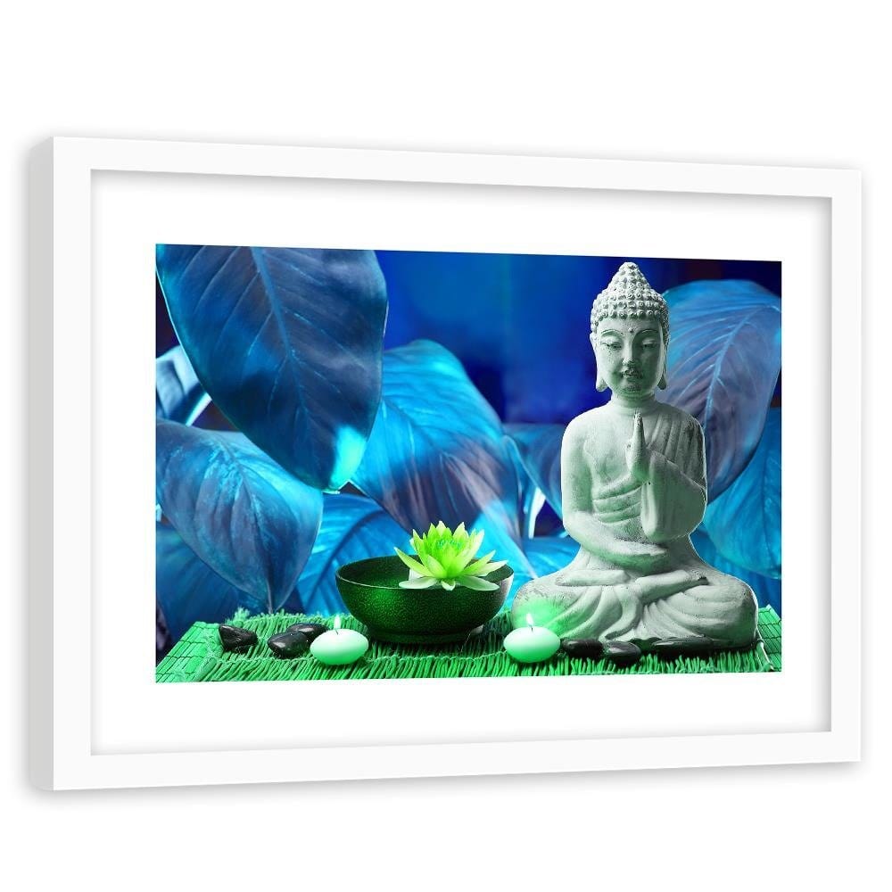 Glezna baltā rāmī - Buddha With Lily Home Trends DECO