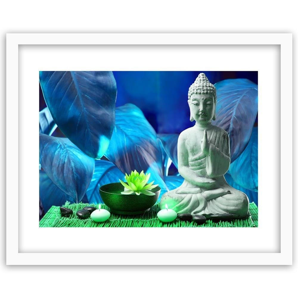Glezna baltā rāmī - Buddha With Lily Home Trends DECO