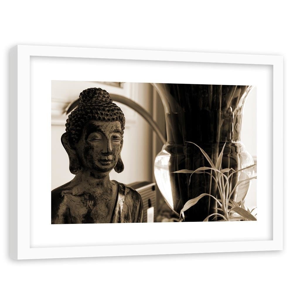 Glezna baltā rāmī - Buddha With Vase Home Trends DECO