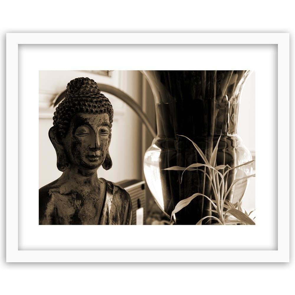 Glezna baltā rāmī - Buddha With Vase Home Trends DECO