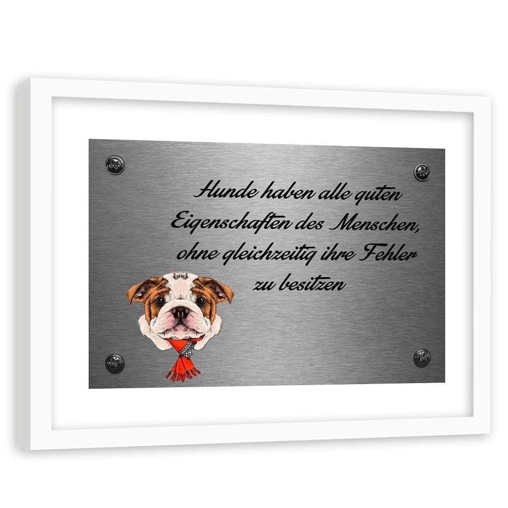 Glezna baltā rāmī - Bulldog With A Red Shawl Home Trends DECO