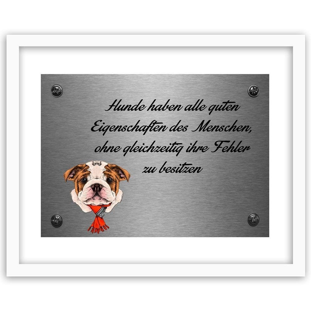 Glezna baltā rāmī - Bulldog With A Red Shawl Home Trends DECO