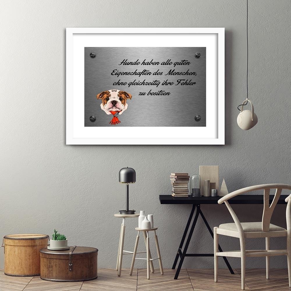 Glezna baltā rāmī - Bulldog With A Red Shawl Home Trends DECO