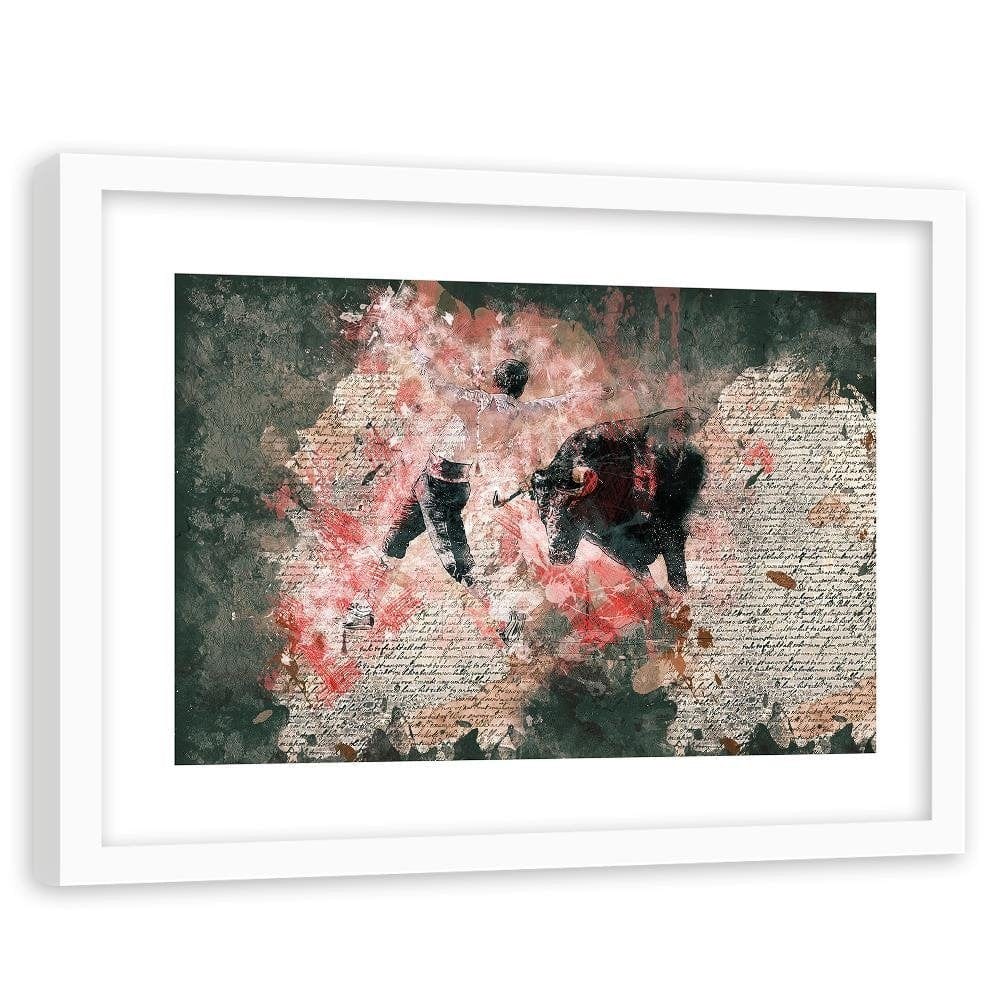 Glezna baltā rāmī - Bullfighting Abstraction Home Trends DECO