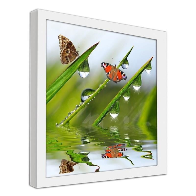 Glezna baltā rāmī - Butterflies on the peeled grass Home Trends DECO