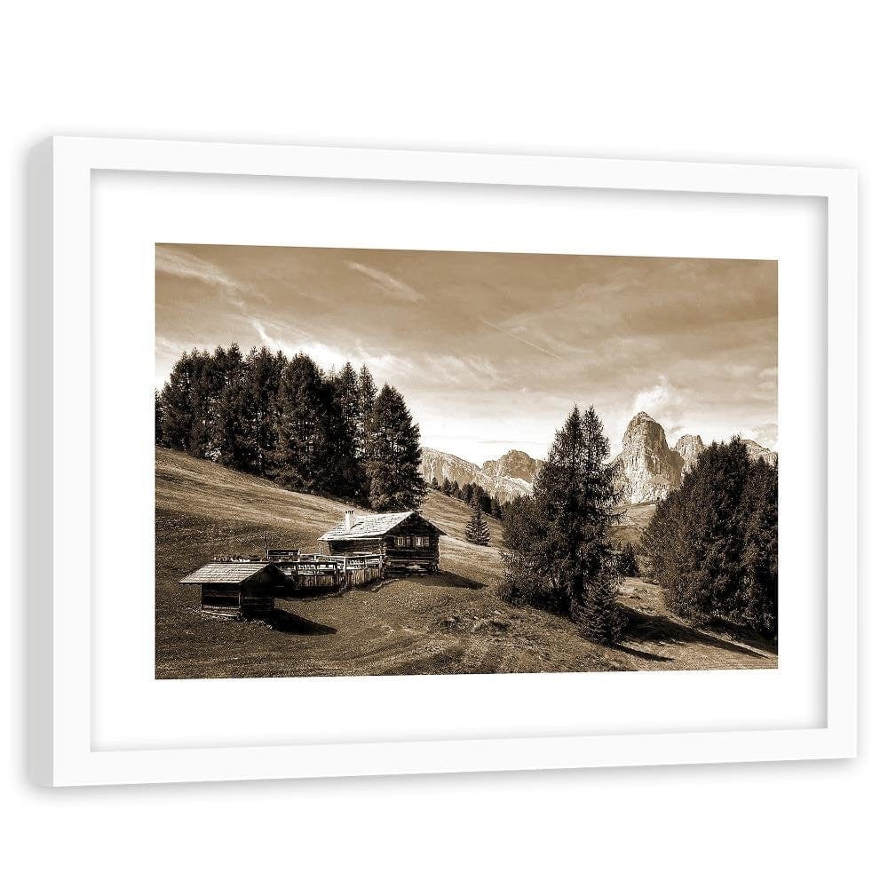 Glezna baltā rāmī - Cabin In The Mountains 1 Home Trends DECO